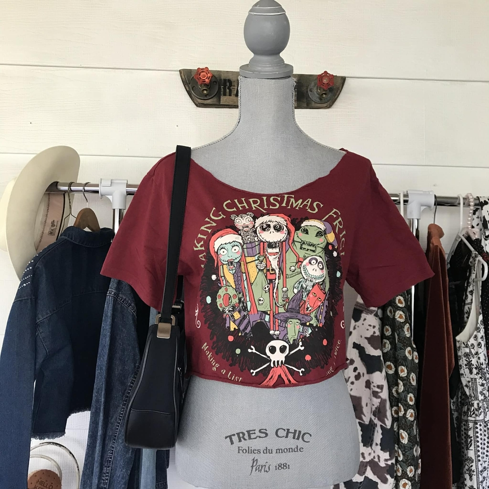 Women's Red Graphic Crop Top